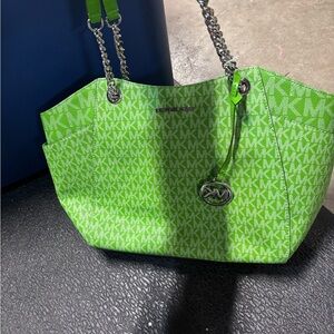 Michael Kors Lime Green MK Logo Tote